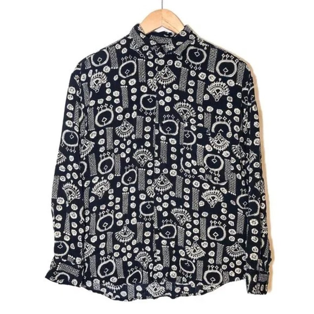 Vintage 1980s Le Paco Black and White Print Shirt Medium